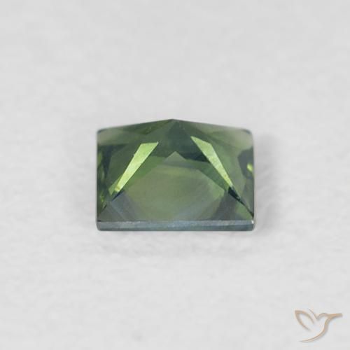 Safira Verde amarelado Natural 0.35ct, Quadrado, VVS-VS