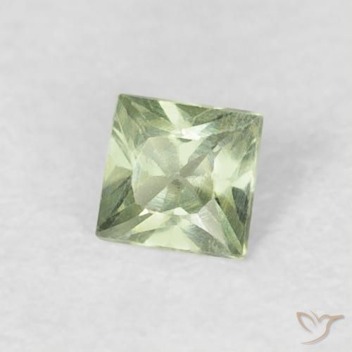 Safira Verde muito claro Natural 0.18ct, Quadrado, VVS-VS