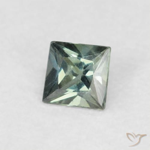Safira Verde acinzentado Natural 0.16ct, Quadrado, VVS-VS