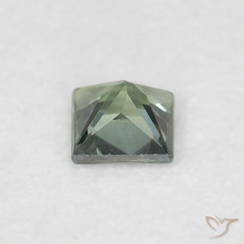 Safira Verde acinzentado Natural 0.16ct, Quadrado, VVS-VS