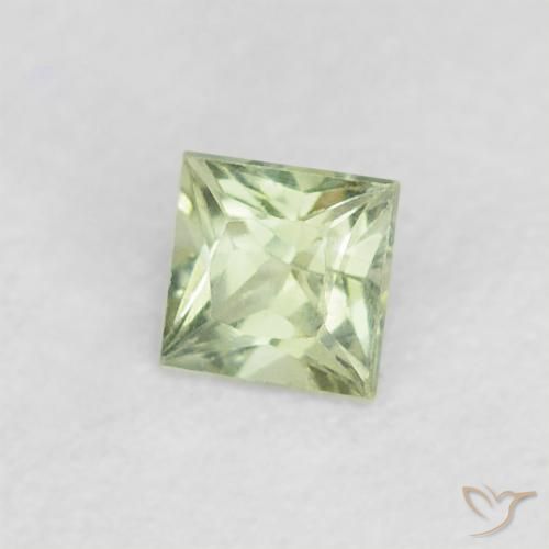 Safira Verde Sábio Muito Claro Natural 0.23ct, Quadrado, VVS-VS