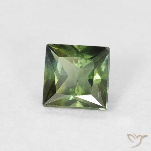 Safira Verde acastanhado Natural 0.47ct, Quadrado, VS