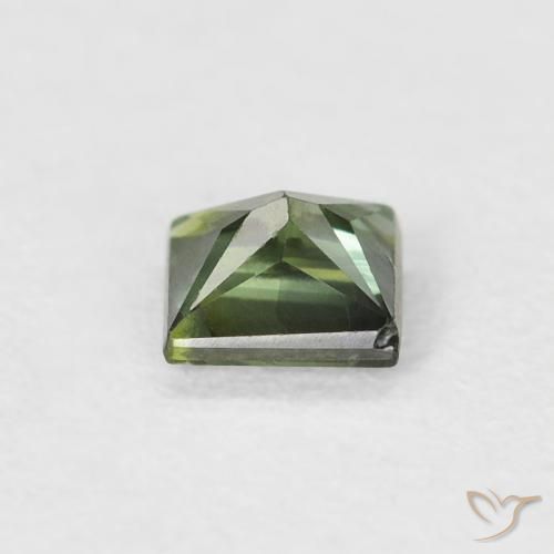 Safira Verde acastanhado Natural 0.47ct, Quadrado, VS
