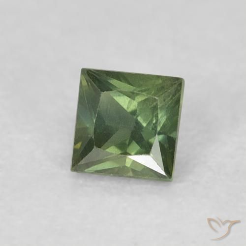 Safira Verde Terroso Natural 0.33ct, Quadrado, VS