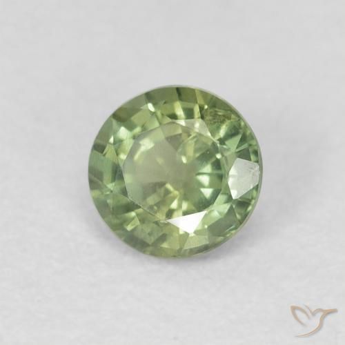 Safira verde quente Natural 0.54ct, Redondo, VS