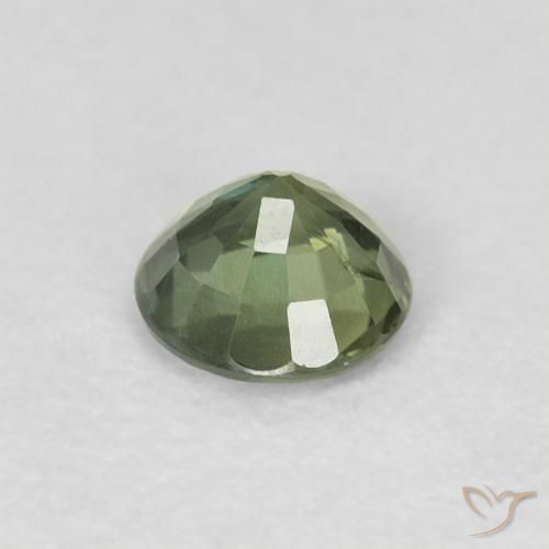 Safira verde quente Natural 0.54ct, Redondo, VS