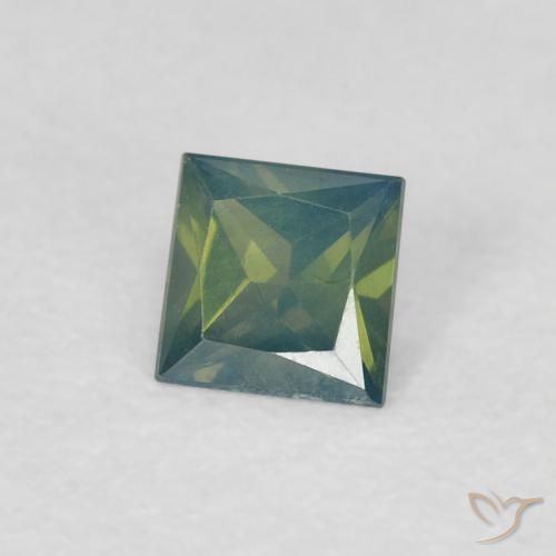 Safira verde escuro Natural 0.32ct, Quadrado, VS