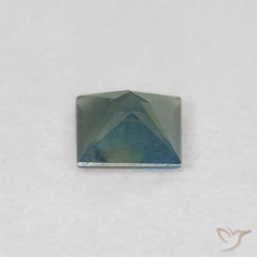 Safira verde escuro Natural 0.32ct, Quadrado, VS