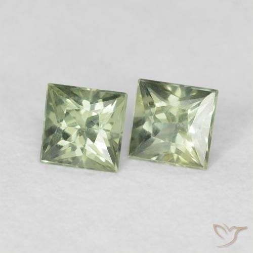 Pedras preciosas de Safira Verde médio natural de 0.36 ct, Quadrado, VS
