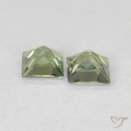 Pedras preciosas de Safira Verde médio natural de 0.36 ct, Quadrado, VS