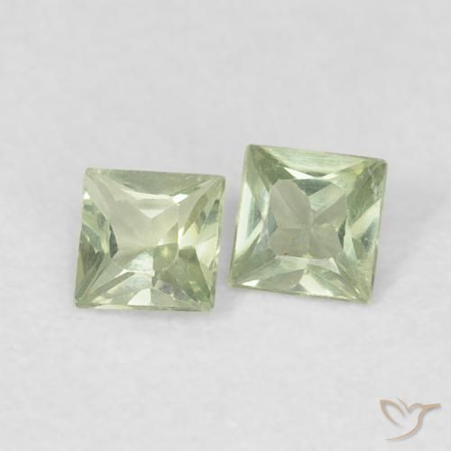 Pedras preciosas de Safira Verde Limão Claro natural de 0.34 ct, Quadrado, VS