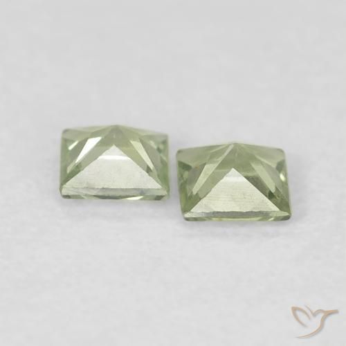 Pedras preciosas de Safira Verde Limão Claro natural de 0.34 ct, Quadrado, VS