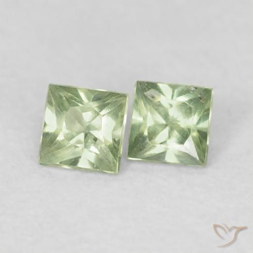 Pedras preciosas de Safira Verde Sábio Muito Claro natural de 0.40 ct, Quadrado, VS