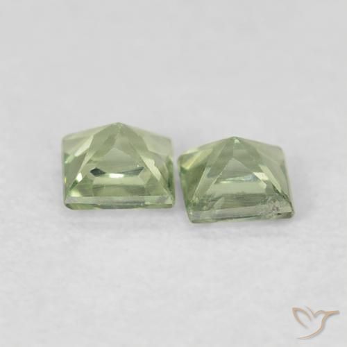 Pedras preciosas de Safira Verde Sábio Muito Claro natural de 0.40 ct, Quadrado, VS