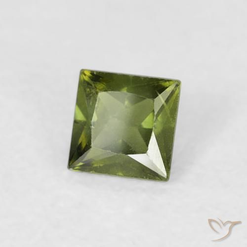 Safira verde quente Natural 0.36ct, Quadrado, VS