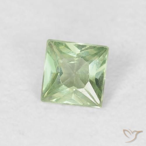 Safira Amarelo Claro Verde Natural 0.19ct, Quadrado, VS