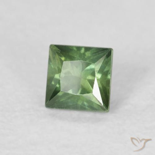 Safira verde escuro Natural 0.40ct, Quadrado, VS