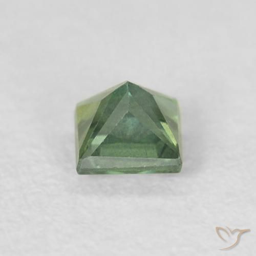 Safira verde escuro Natural 0.40ct, Quadrado, VS