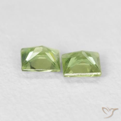 Pedras preciosas de Safira Verde médio natural de 0.34 ct, Quadrado, VS