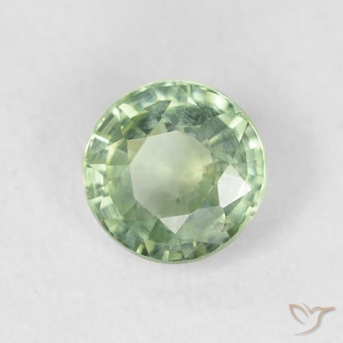 Safira Verde Sábio Claro Natural 0.75ct, Redondo, VS