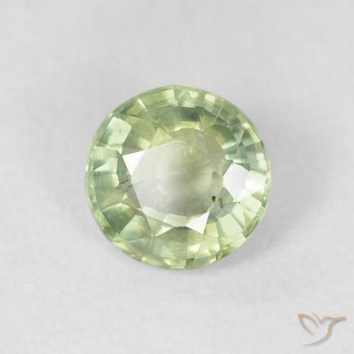 Safira Verde muito claro Natural 0.80ct, Redondo, VS
