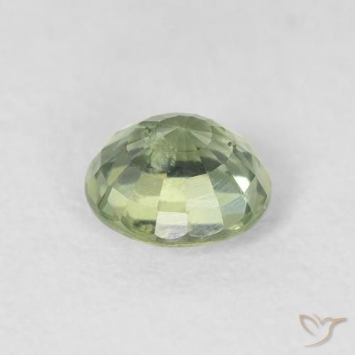 Safira Verde muito claro Natural 0.80ct, Redondo, VS