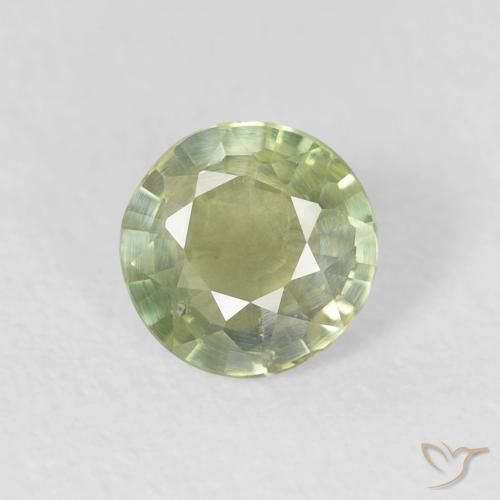 0.63ct Natural Verde oliva Safira, Redondo, VS