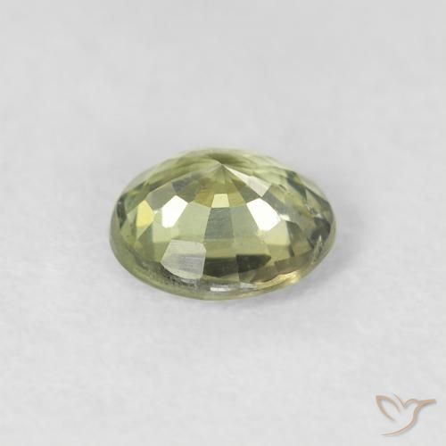Safira Verde oliva Natural 0.63ct, Redondo, VS