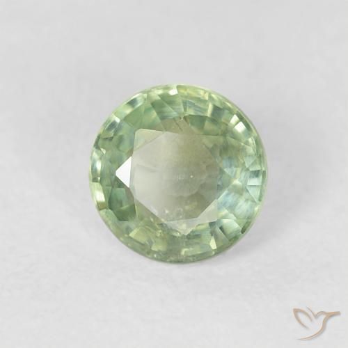Safira Verde muito claro Natural 0.73ct, Redondo, VS