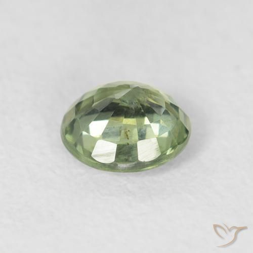 Safira Verde muito claro Natural 0.73ct, Redondo, VS