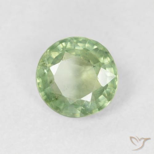 Safira verde quente Natural 0.80ct, Redondo, VS