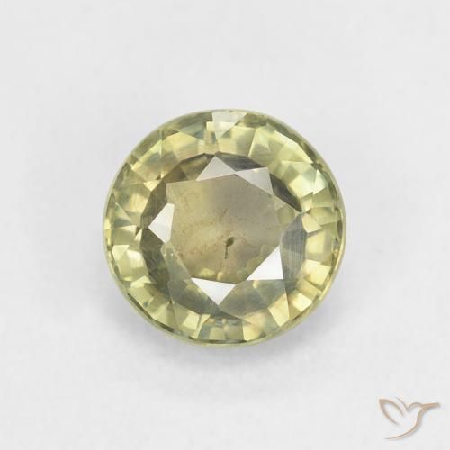 0.86ct Natural Verde amarelado Safira, Redondo, VS