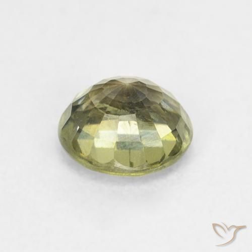 Safira Verde amarelado Natural 0.86ct, Redondo, VS