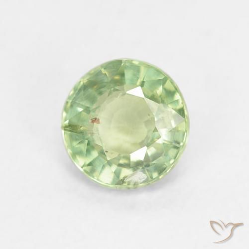 Safira Amarelo verde Natural 0.82ct, Redondo, VS