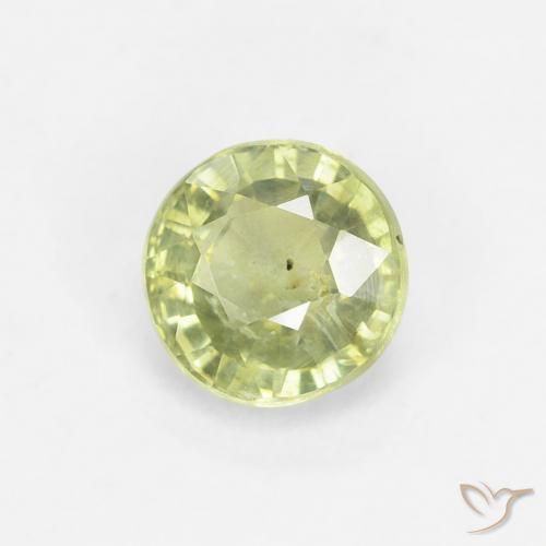 Safira Verde limão Natural 0.71ct, Redondo, VS