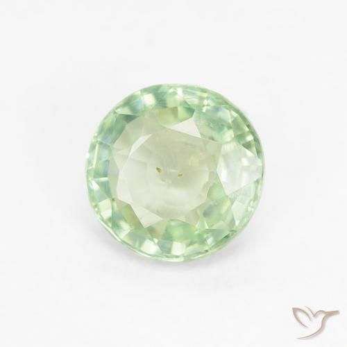 Safira Verde muito claro Natural 0.83ct, Redondo, VS