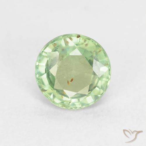 0.81ct Natural Verde amarelado claro Safira, Redondo, VS