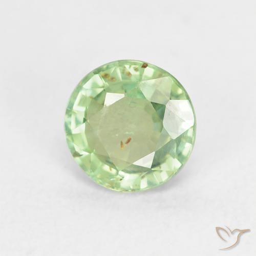 Safira Verde amarelado claro Natural 0.81ct, Redondo, VS