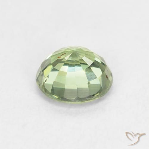 Safira Verde amarelado claro Natural 0.81ct, Redondo, VS