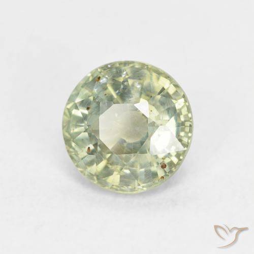 Safira Verde pálido Natural 0.83ct, Redondo, VS