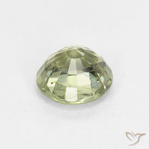 Safira Verde pálido Natural 0.83ct, Redondo, VS