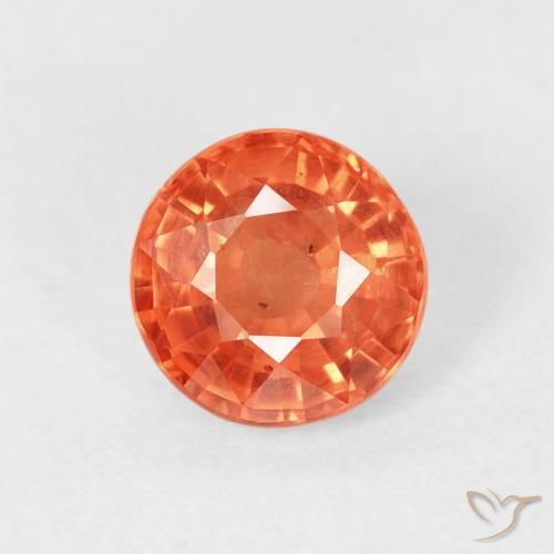 0.87ct Natural laranja avermelhado Safira, Redondo, VS