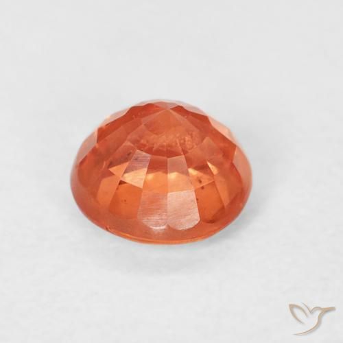 Safira laranja avermelhado Natural 0.87ct, Redondo, VS