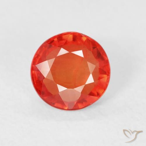 0.73ct Natural laranja avermelhado Safira, Redondo, VS