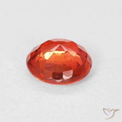 Safira laranja avermelhado Natural 0.73ct, Redondo, VS