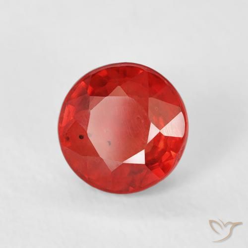 Safira Vermelho brilhante Natural 0.82ct, Redondo, VS