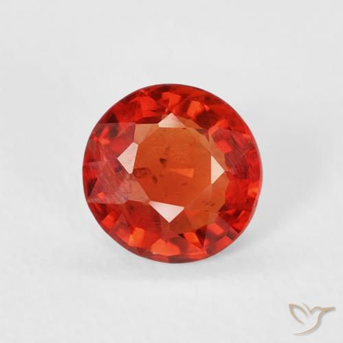0.62ct Natural Vermelho Laranja Intenso Safira, Redondo, VS