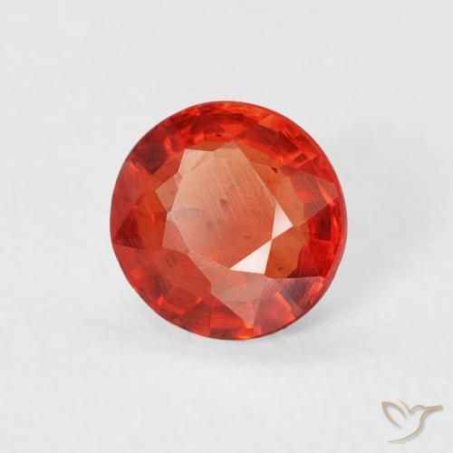 Safira Vermelho Laranja Intenso Natural 0.62ct, Redondo, VS