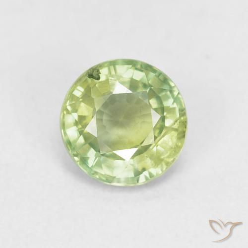 0.85ct Natural Verde Vivo Claro Safira, Redondo, VS
