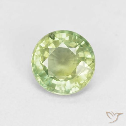 Safira Verde Vivo Claro Natural 0.85ct, Redondo, VS